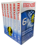 Paquete de 6 casetes de video VHS en blanco de 6 horas Maxwell Standard Grade T-120