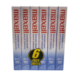 Maxwell Standard Grade T-120 6-Hour Blank VHS Videocassette 6-Pack