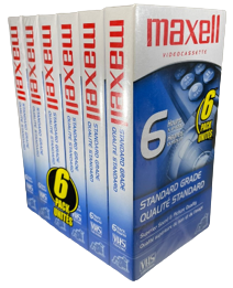 Maxwell Standard Grade T-120 6-Hour Blank VHS Videocassette 6-Pack